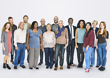 A number of people of various ages and ethnic groups