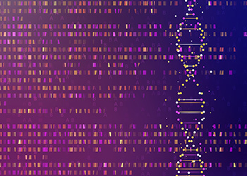 Big genomic data visualization. DNA test, genom map