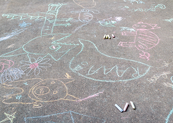 chalk pictures on concrete