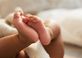 A newborn baby's feet