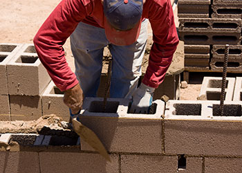 A bricklayer at work